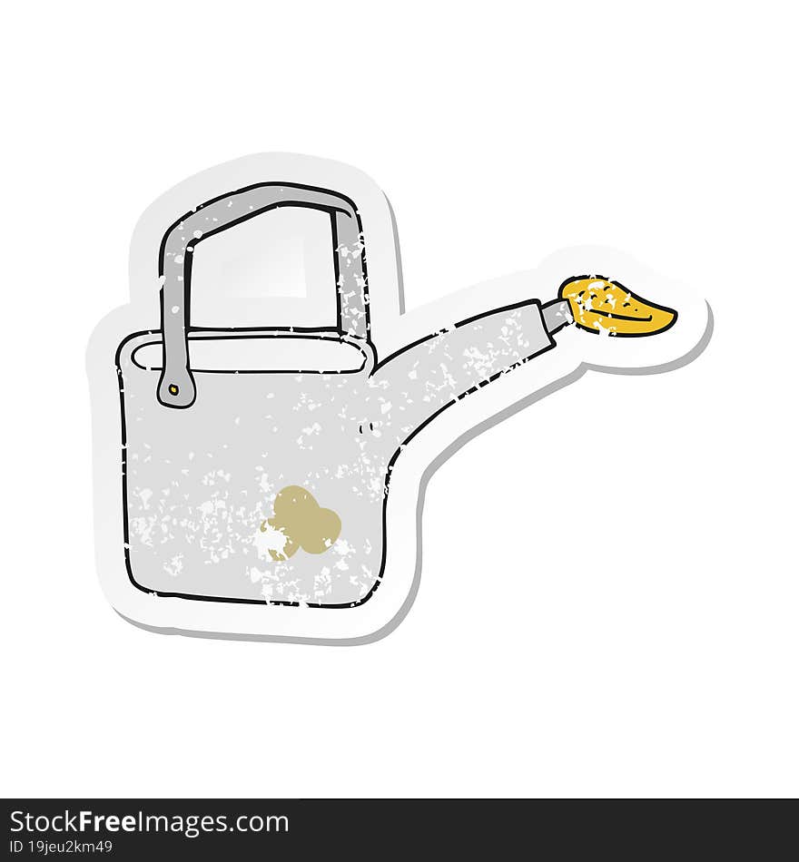 retro distressed sticker of a cartoon watering can