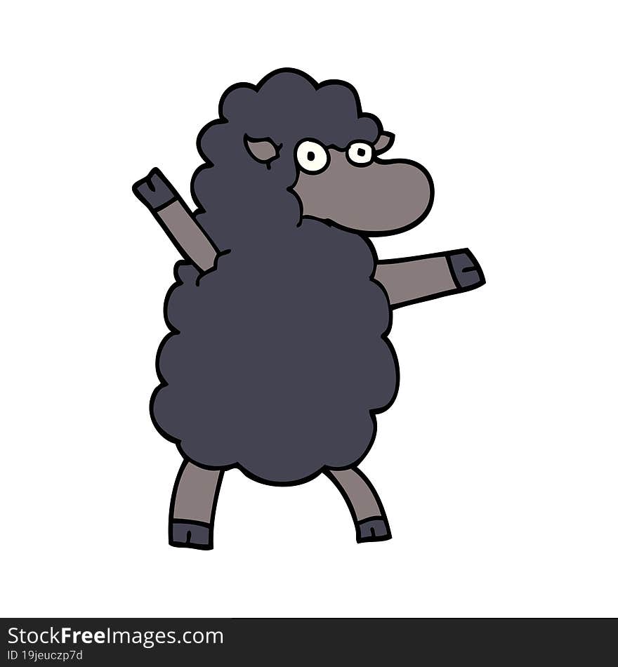 cartoon doodle black sheep