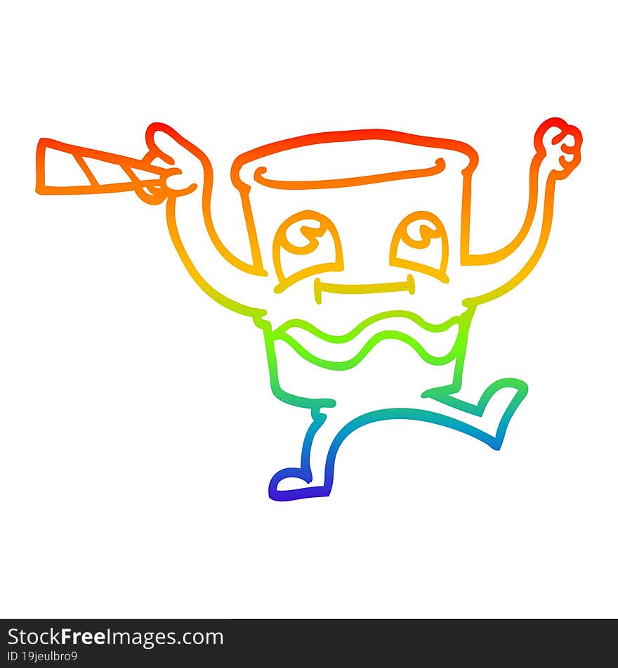 rainbow gradient line drawing of a cartoon animated whisky glass