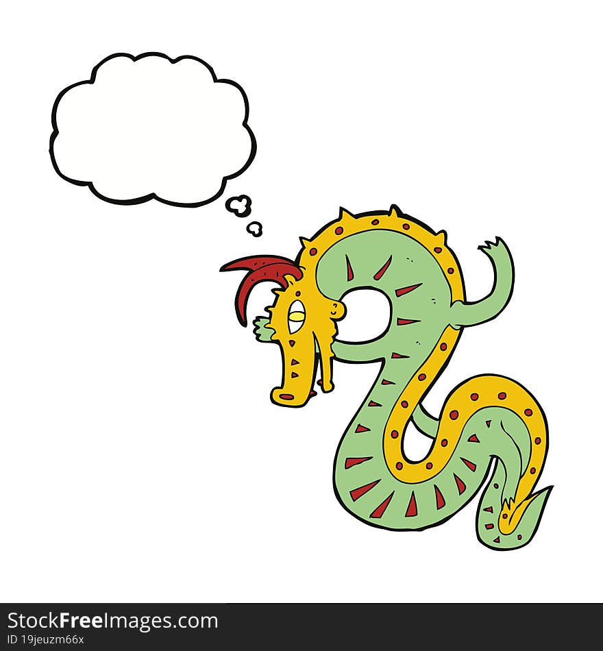 saxon dragon cartoon with thought bubble