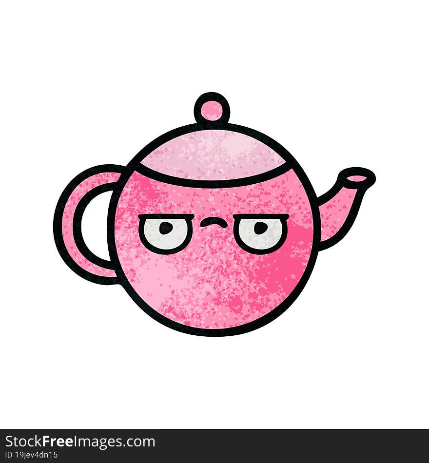 retro grunge texture cartoon teapot