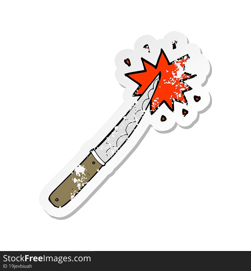 Retro Distressed Sticker Of A Cartoon Knife