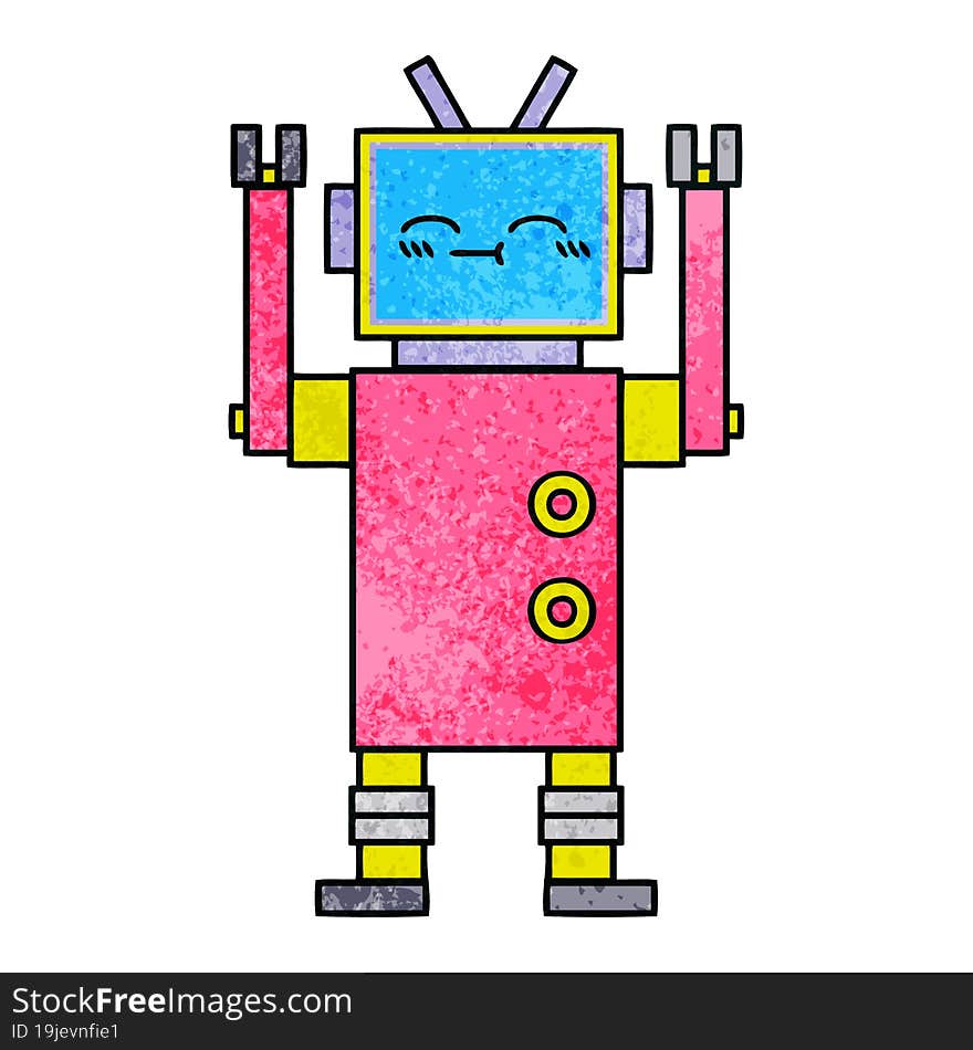 retro grunge texture cartoon robot