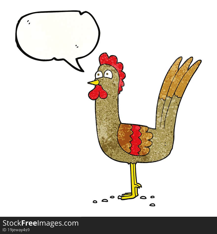 speech bubble textured cartoon chicken