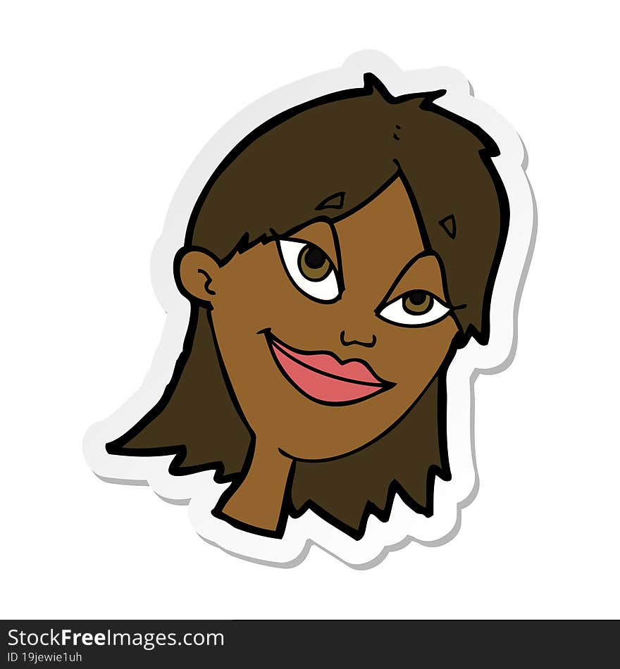 sticker of a cartoon happy woman