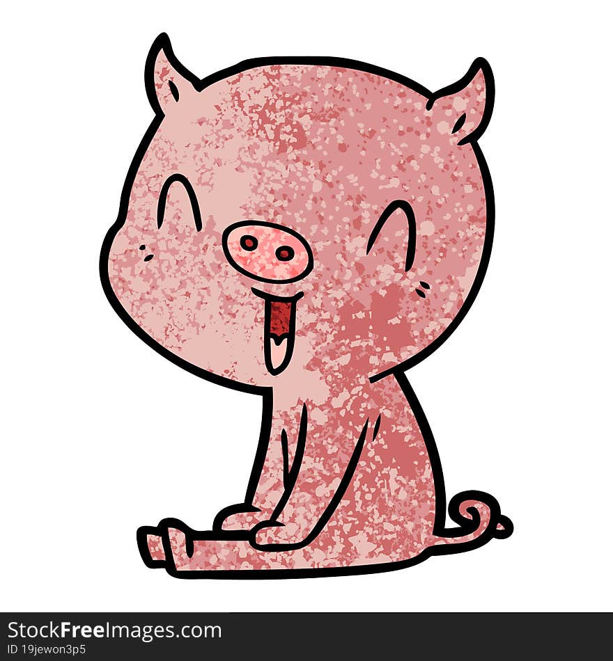 happy cartoon pig sitting. happy cartoon pig sitting