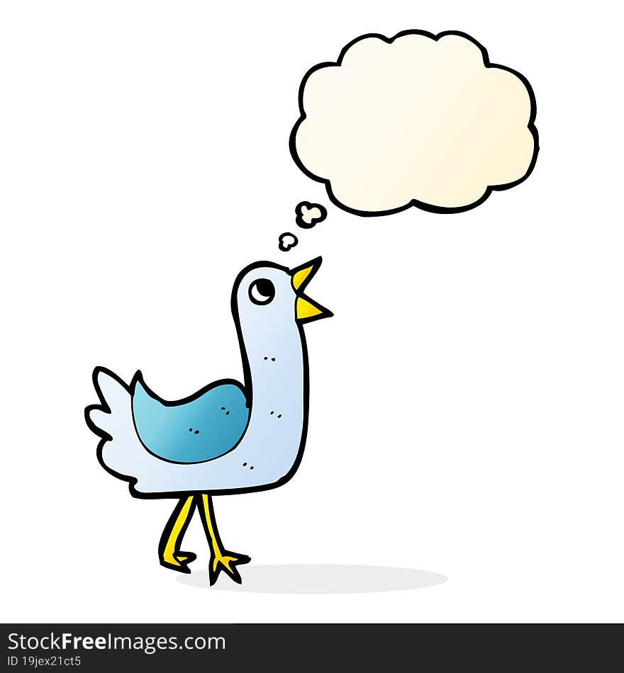 cartoon bird with thought bubble