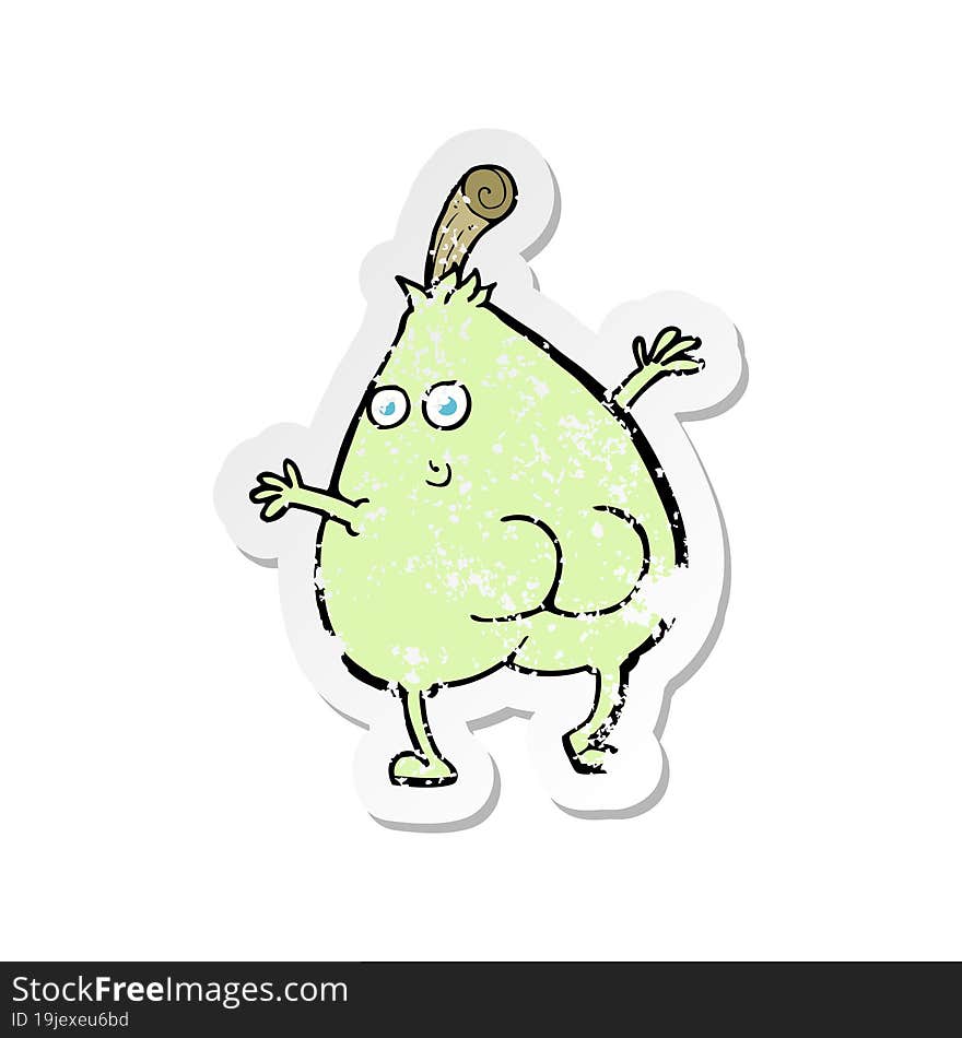 retro distressed sticker of a a nice pear cartoon