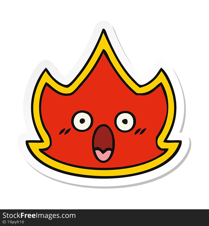 Sticker Of A Cute Cartoon Fire