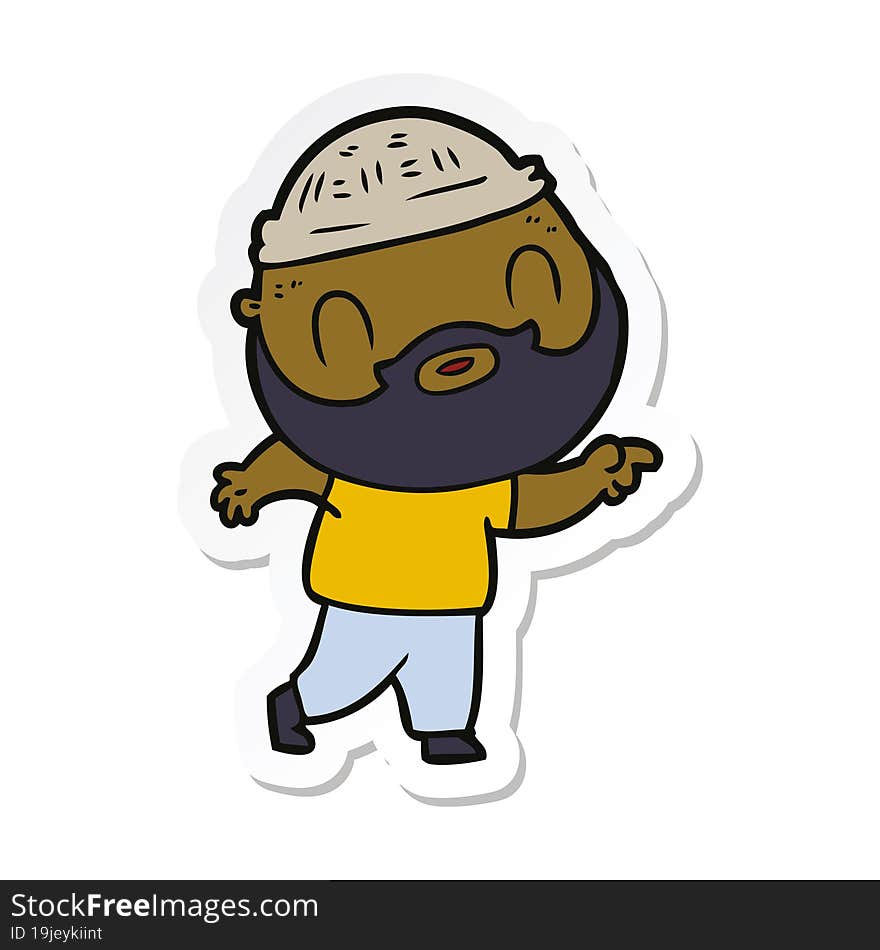 sticker of a cartoon bearded man