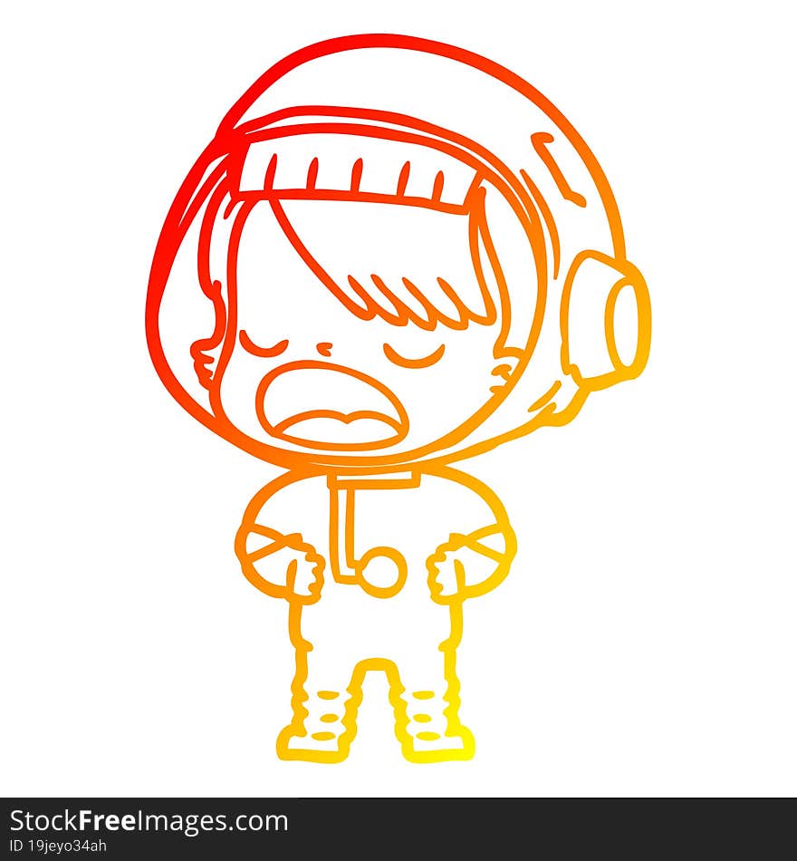 warm gradient line drawing cartoon talking astronaut