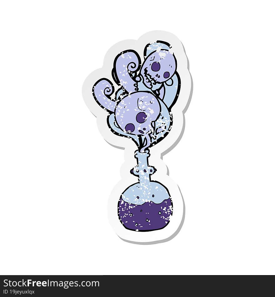 retro distressed sticker of a cartoon potion