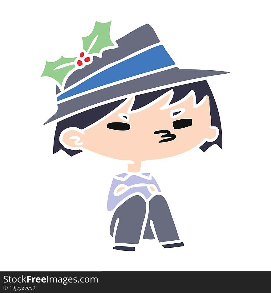 christmas cartoon of kawaii boy