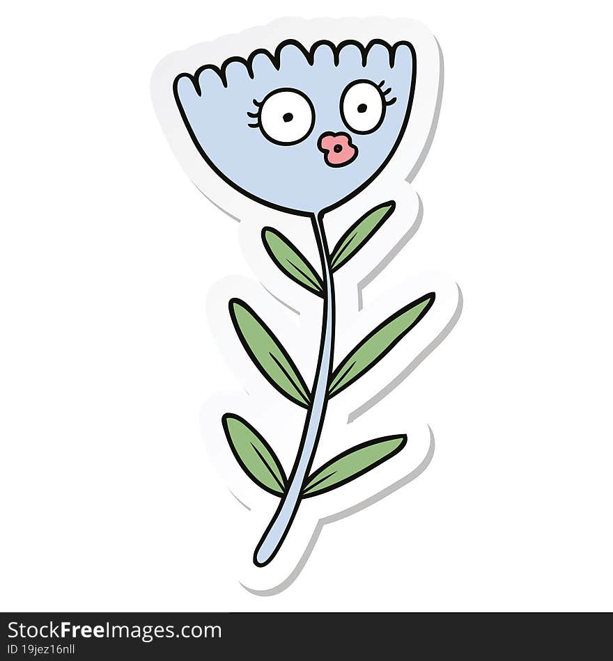 sticker of a cartoon flower dancing