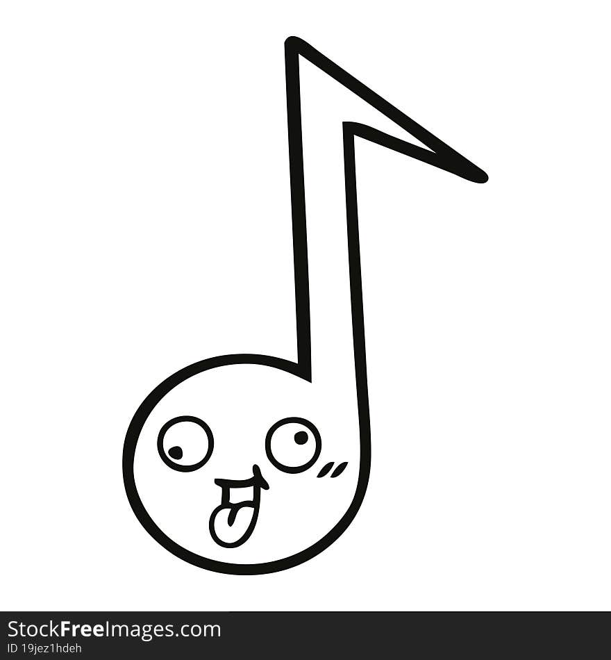 line drawing cartoon of a musical note