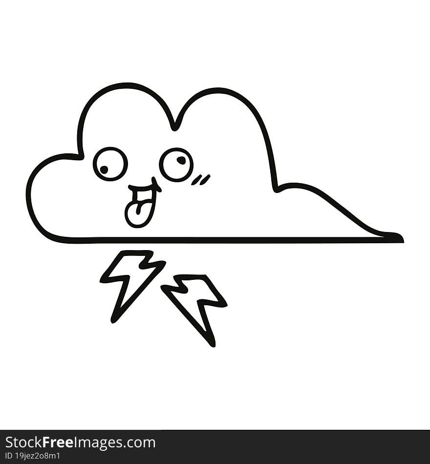 line drawing cartoon storm cloud