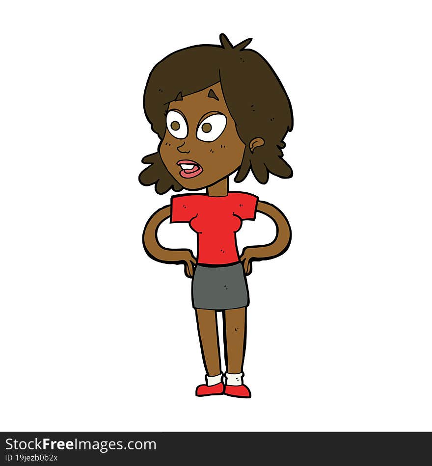 cartoon woman with hands on hips