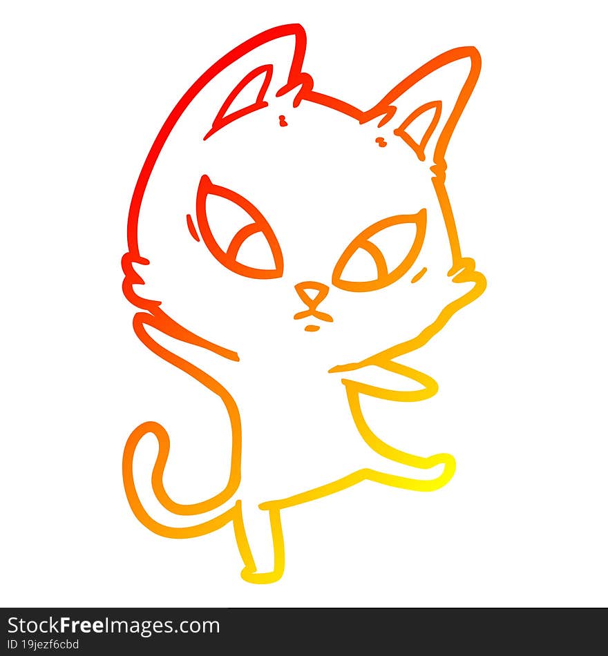 warm gradient line drawing confused cartoon cat