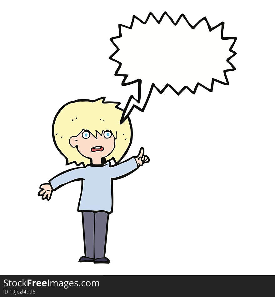 Cartoon Woman Asking Question With Speech Bubble