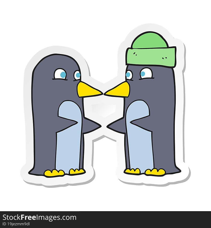 sticker of a cartoon penguins