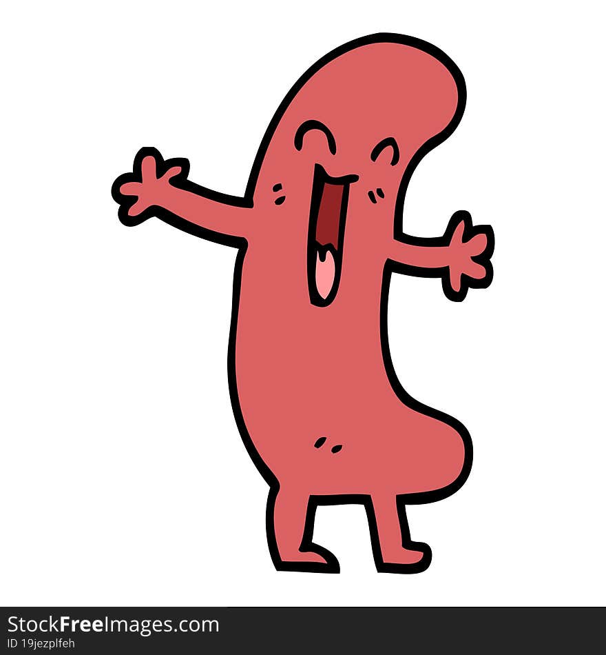 hand drawn doodle style cartoon happy sausage