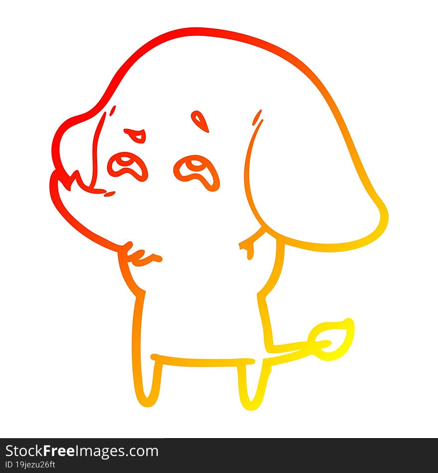 warm gradient line drawing cartoon elephant remembering