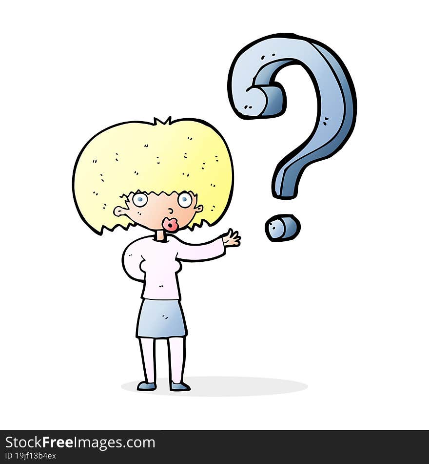 cartoon woman asking a question. cartoon woman asking a question