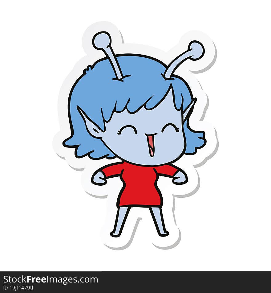 cartoon alien girl laughing