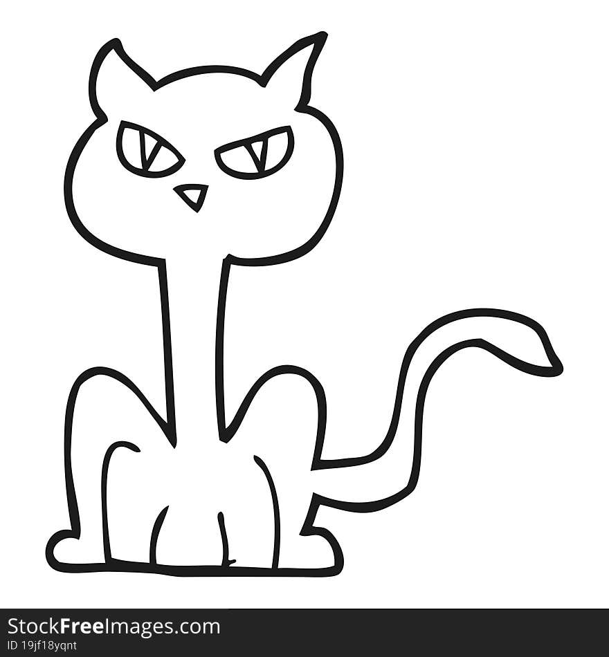 black and white cartoon angry cat