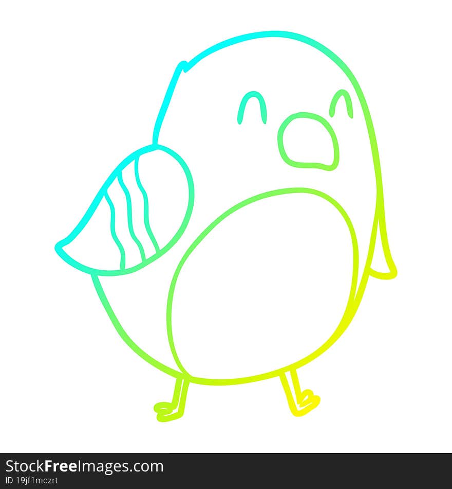 cold gradient line drawing cartoon bird