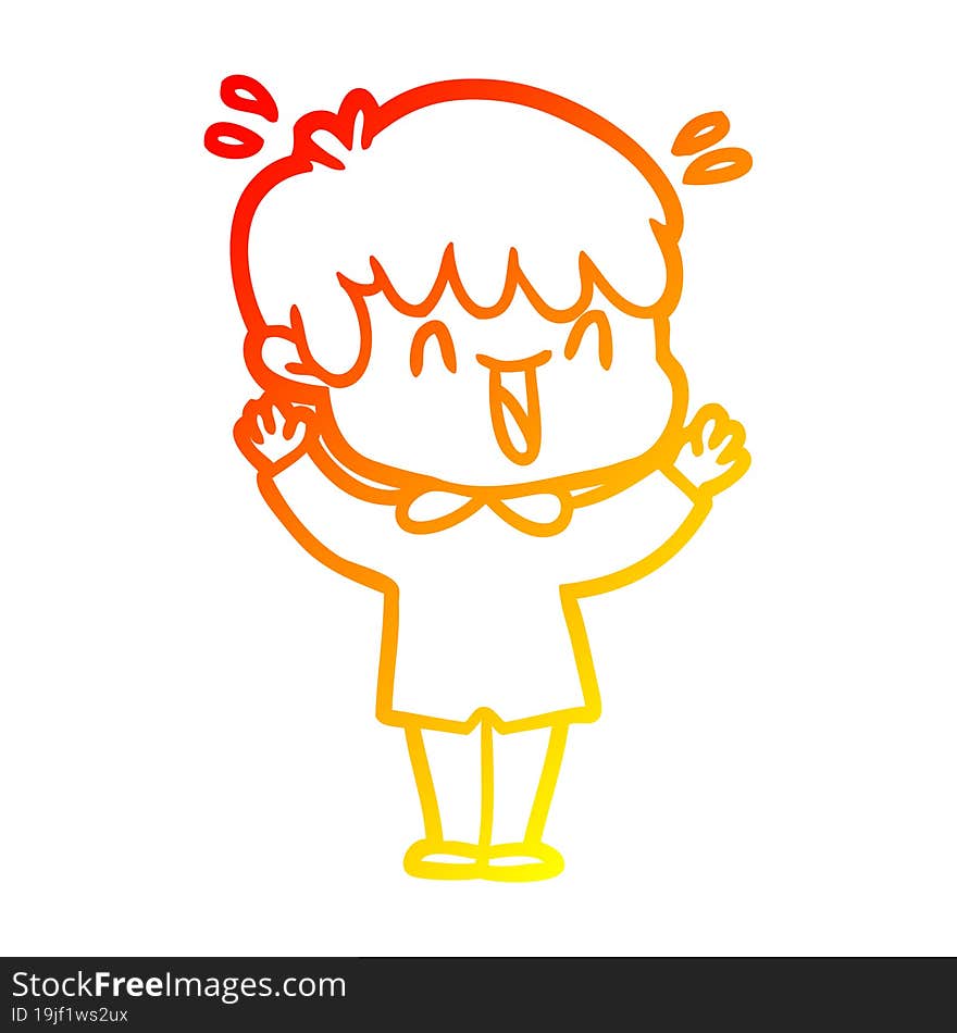 Warm Gradient Line Drawing Cartoon Laughing Boy