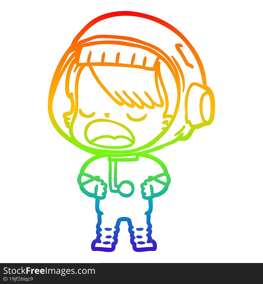 rainbow gradient line drawing cartoon talking astronaut