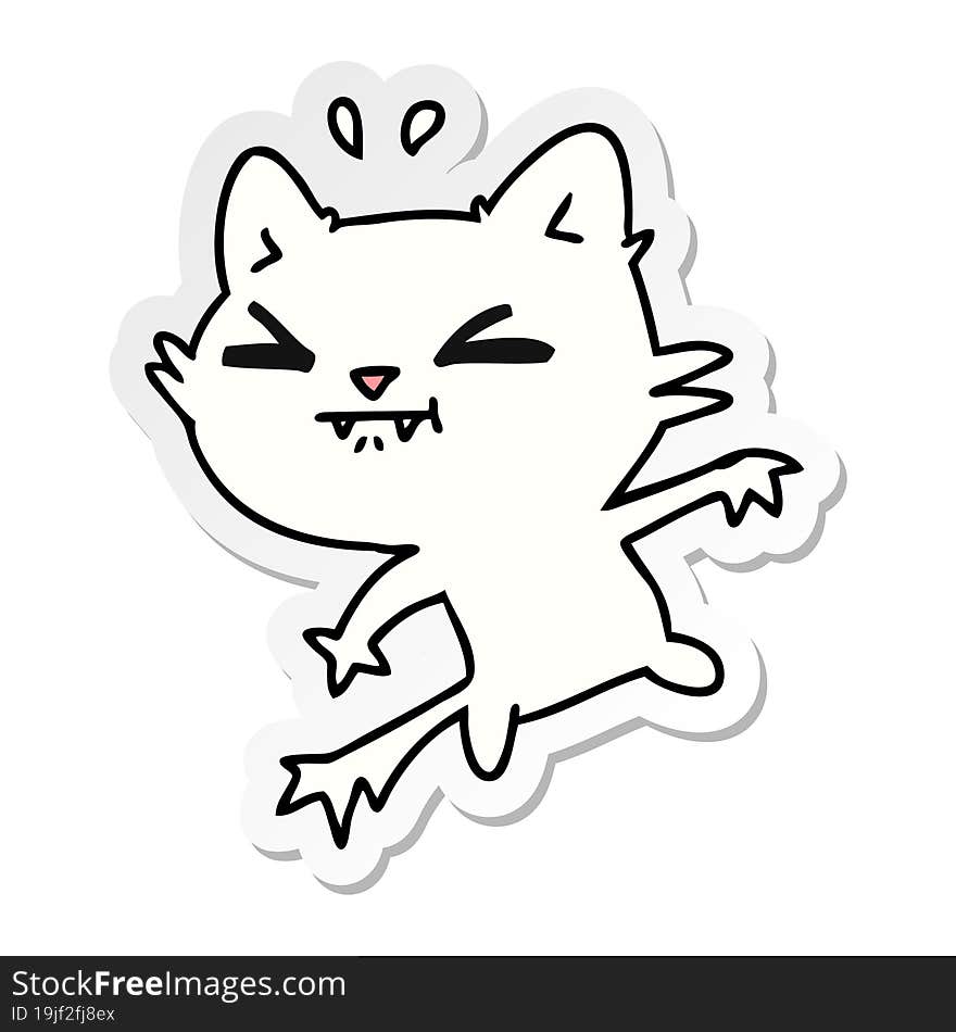 sticker cartoon of cute kawaii cat