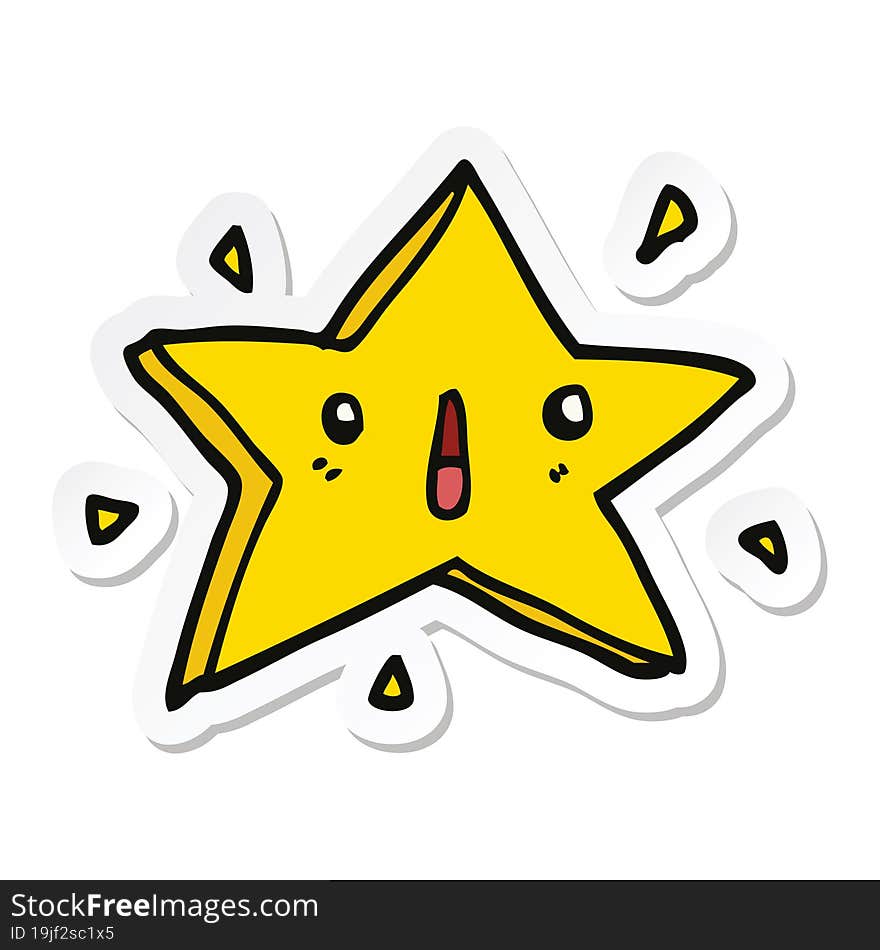 sticker of a cute cartoon star