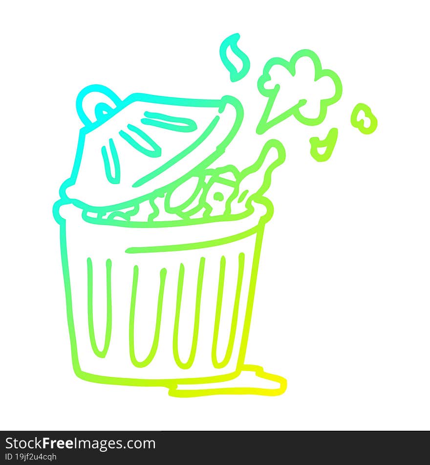 cold gradient line drawing cartoon waste bin