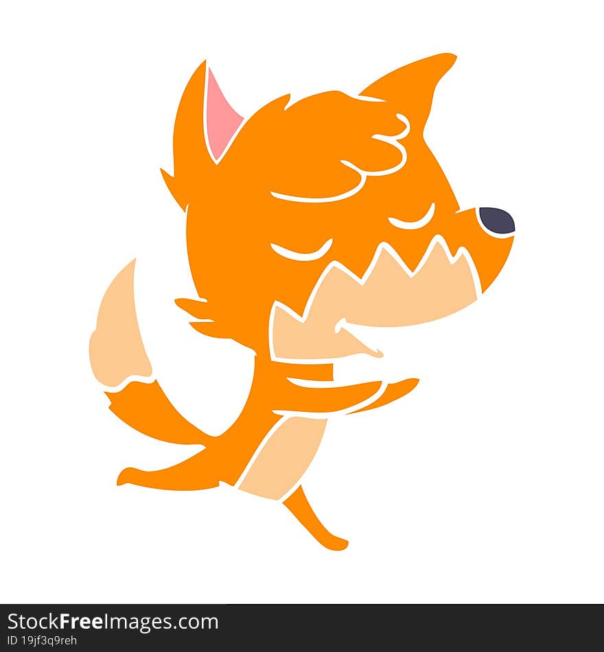 Friendly Flat Color Style Cartoon Fox Running