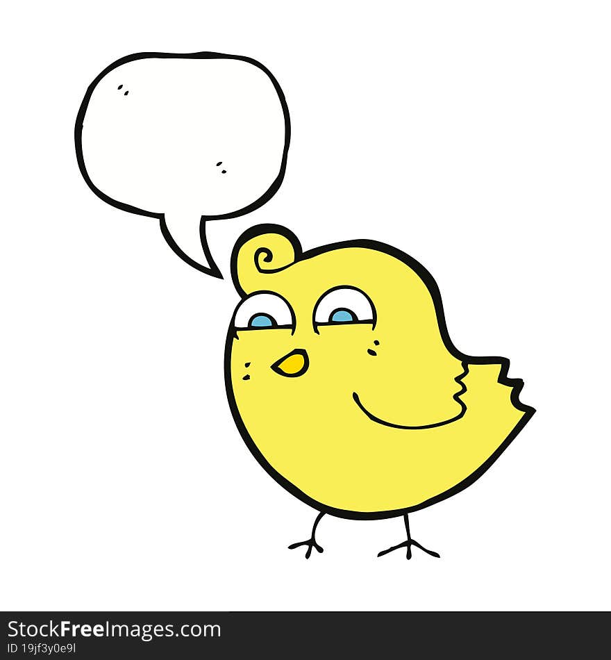 cartoon funny bird with speech bubble