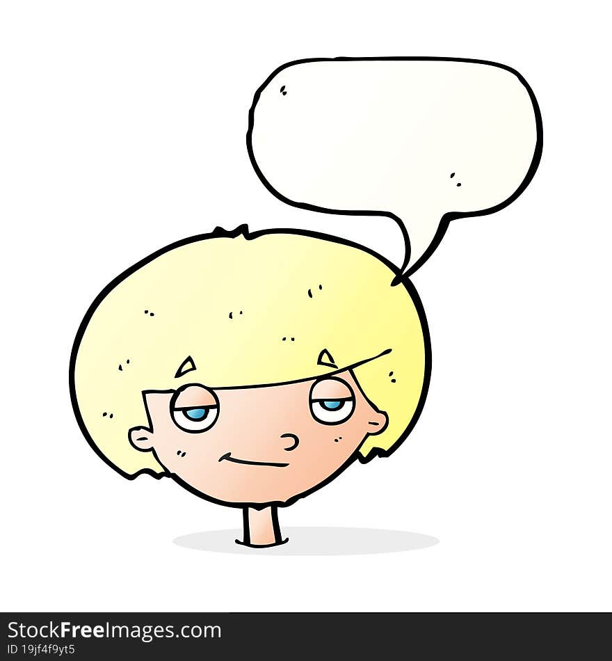 cartoon smug looking boy with speech bubble