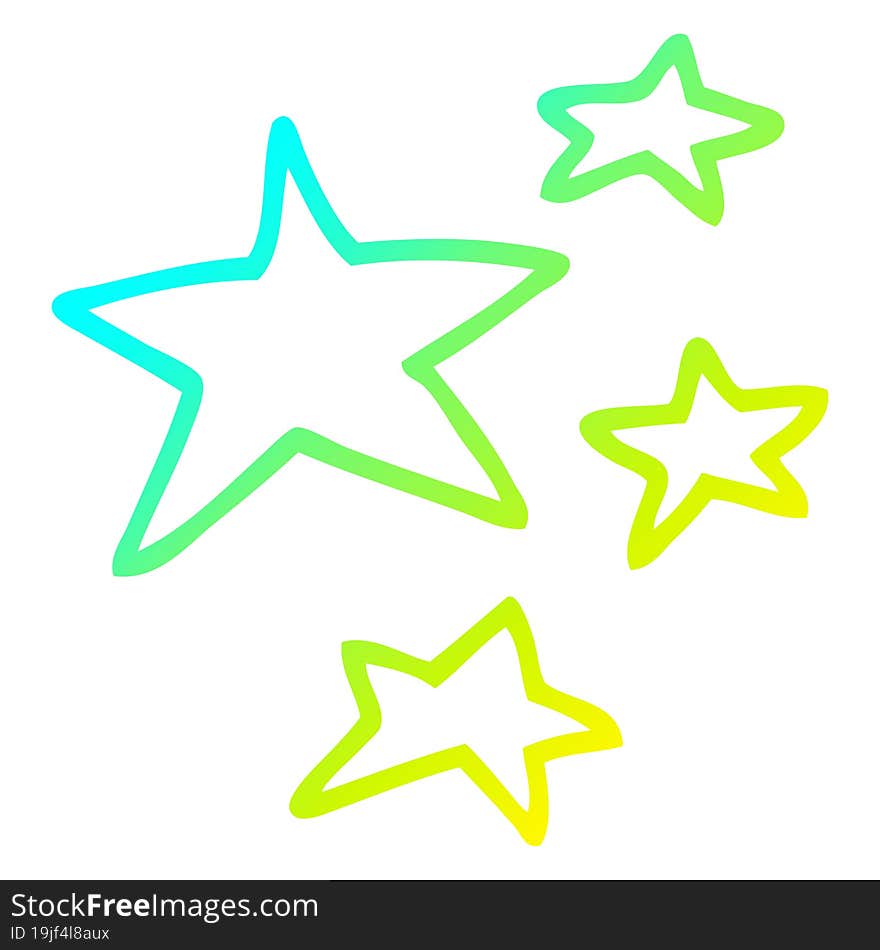 cold gradient line drawing of a cartoon stars