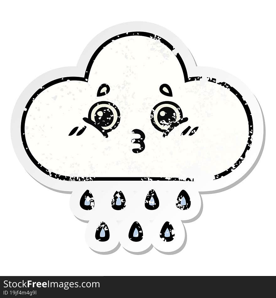 Distressed Sticker Of A Cute Cartoon Rain Cloud