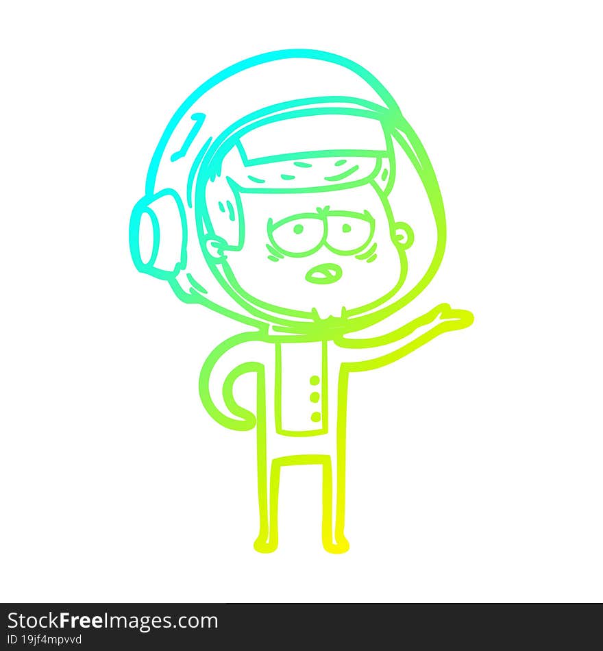 cold gradient line drawing cartoon tired astronaut