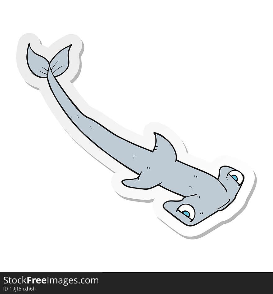 sticker of a cartoon hammerhead shark