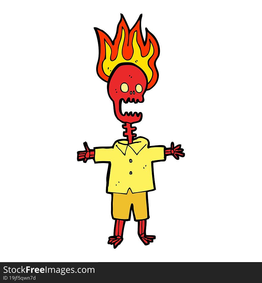 cartoon flaming skeleton