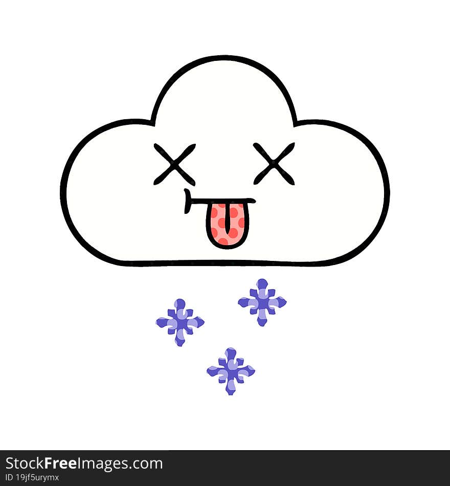 comic book style cartoon of a snow cloud