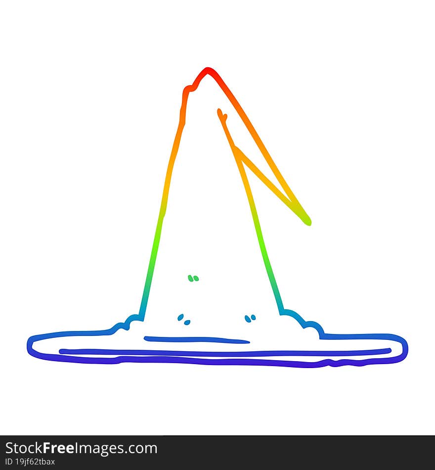 Rainbow Gradient Line Drawing Cartoon Witch Hat