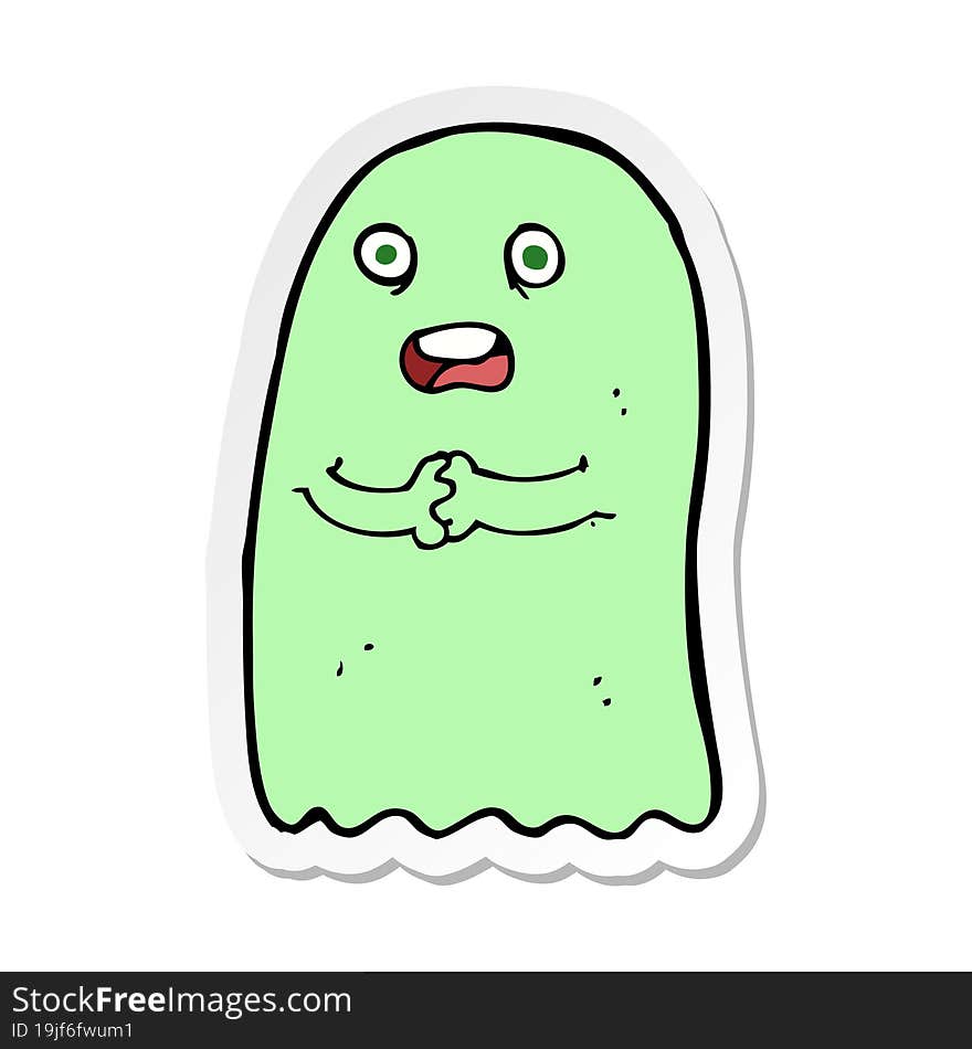 sticker of a funny cartoon ghost