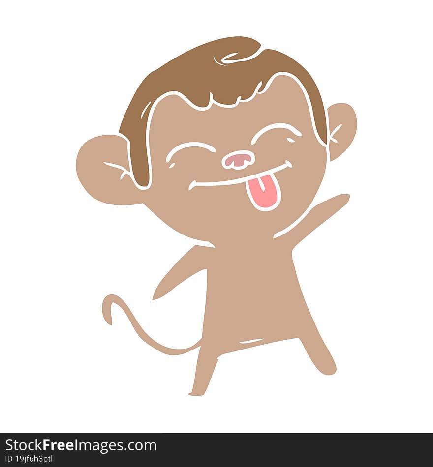 funny flat color style cartoon monkey