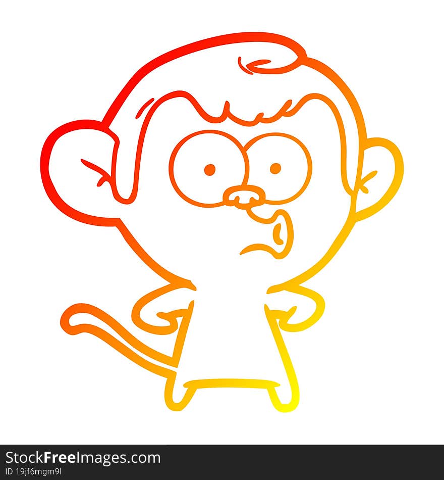 warm gradient line drawing cartoon hooting monkey