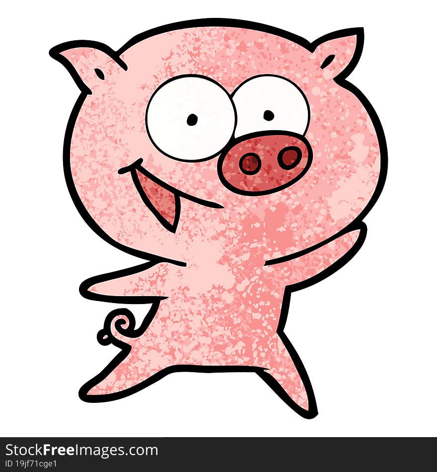 cheerful pig cartoon. cheerful pig cartoon