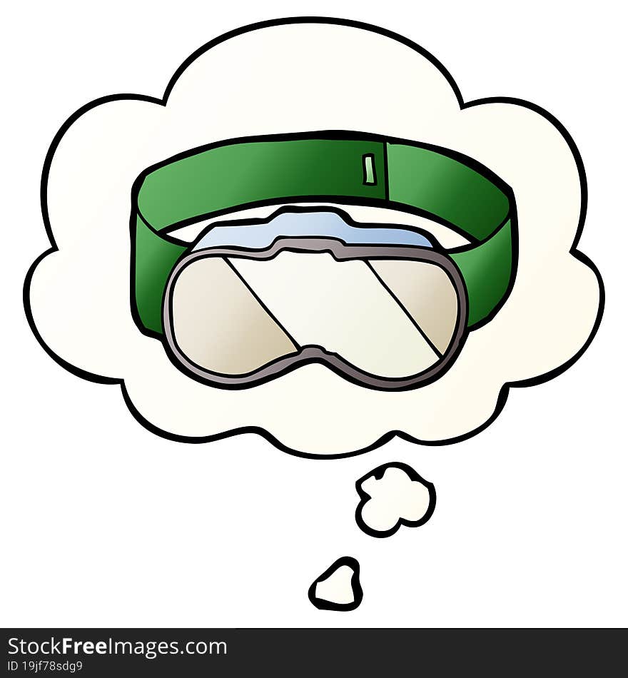 cartoon goggles and thought bubble in smooth gradient style